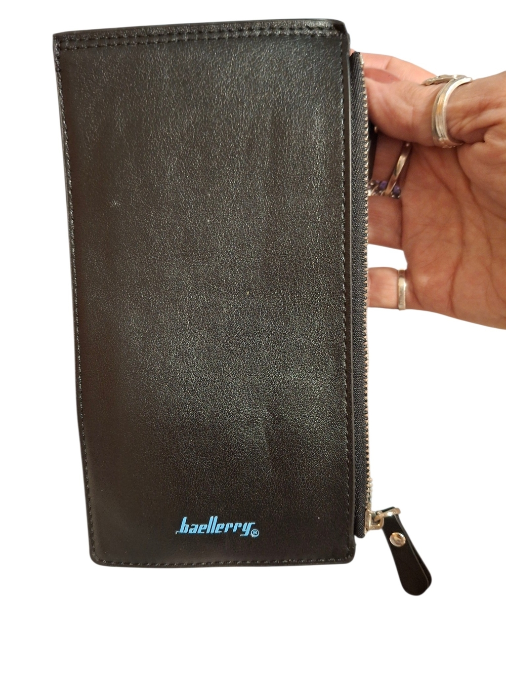 Baellerry Black Leather Zip Wallet for Men
